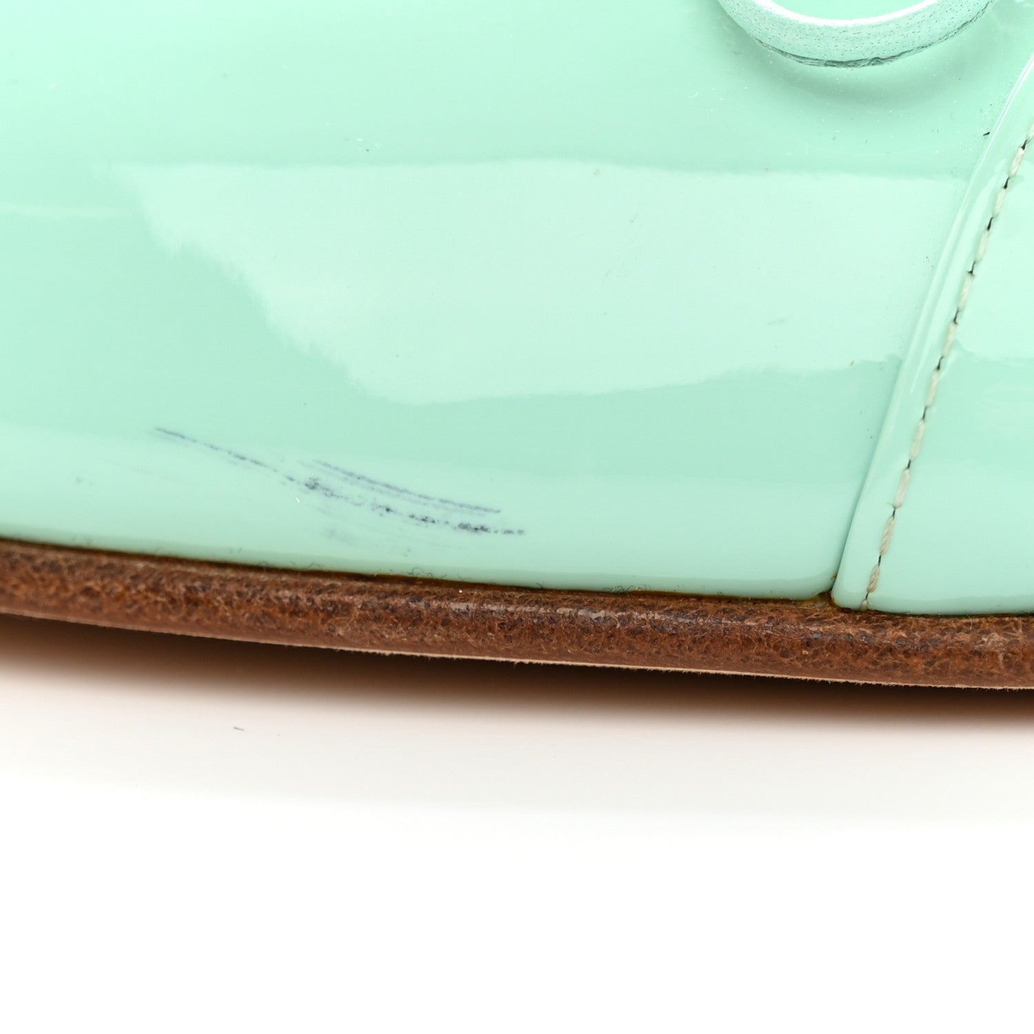 Chanel Patent Calfskin CC Cap Toe Ballerina Flats 36.5 Light Green 11 of 12