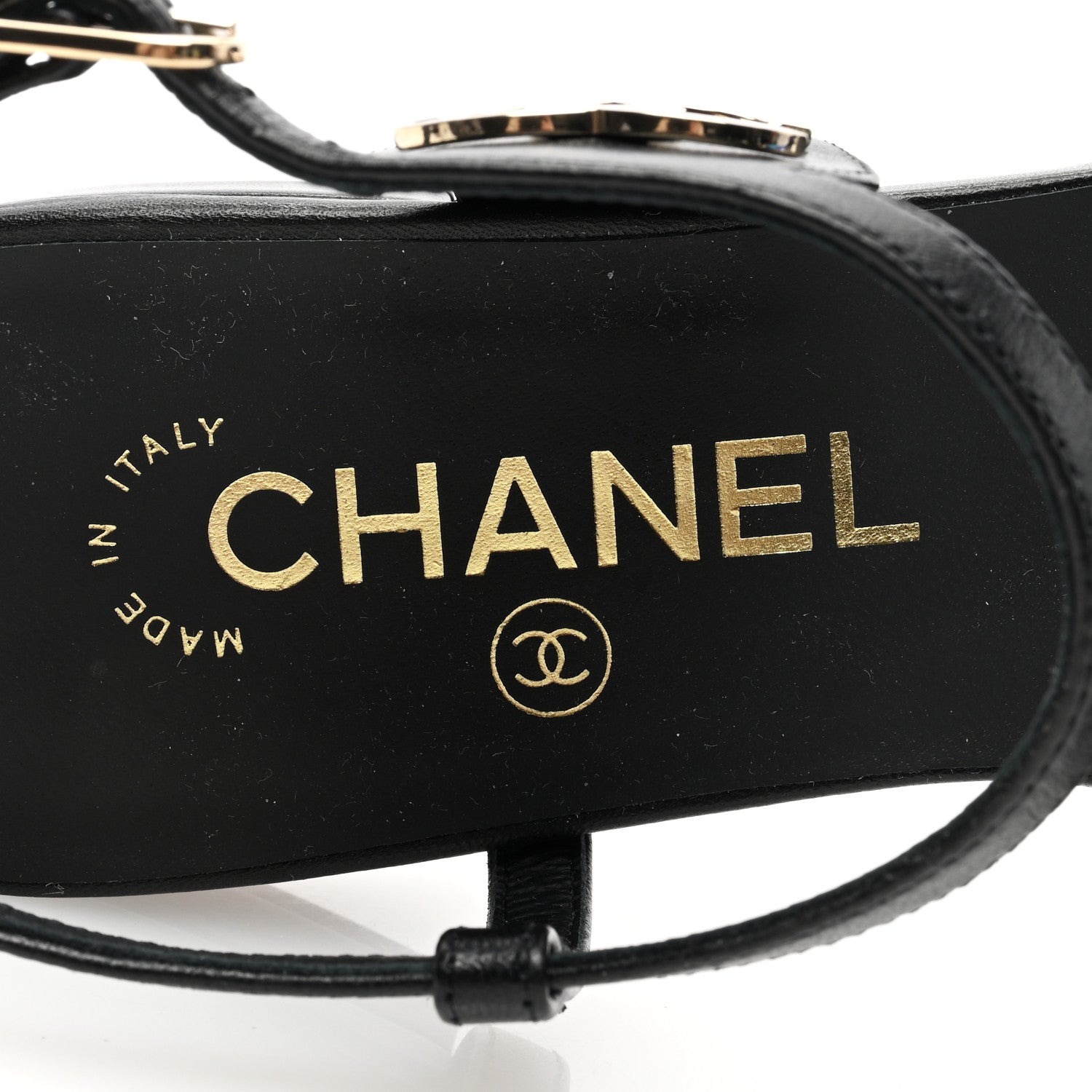 Chanel Lambskin CC Flat Sandals 36 Black 7 of 9
