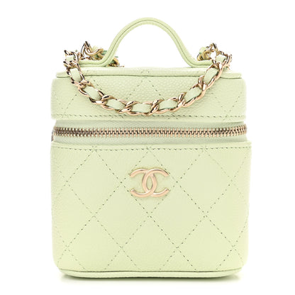 Chanel Caviar Quilted Small Handle With Care Vanity Case With Chain Light Green 1 of 11