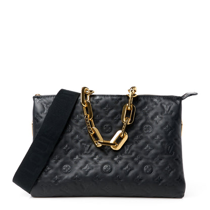 Louis Vuitton Lambskin Embossed Monogram Coussin MM Black 1 of 12