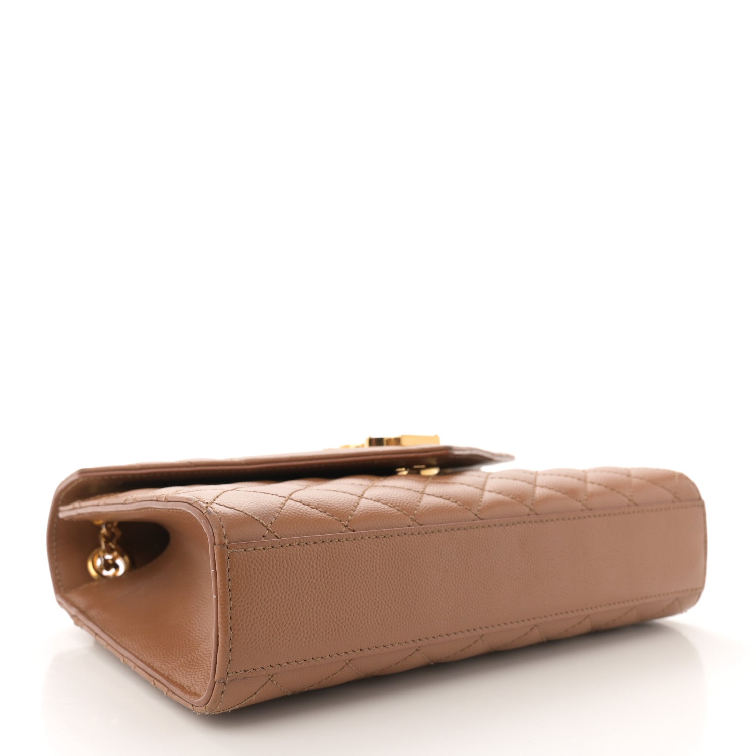 Saint Laurent Grain De Poudre Textured Mixed Matelasse Medium Triquilt Monogram Satchel Dark Cork 4 of 15