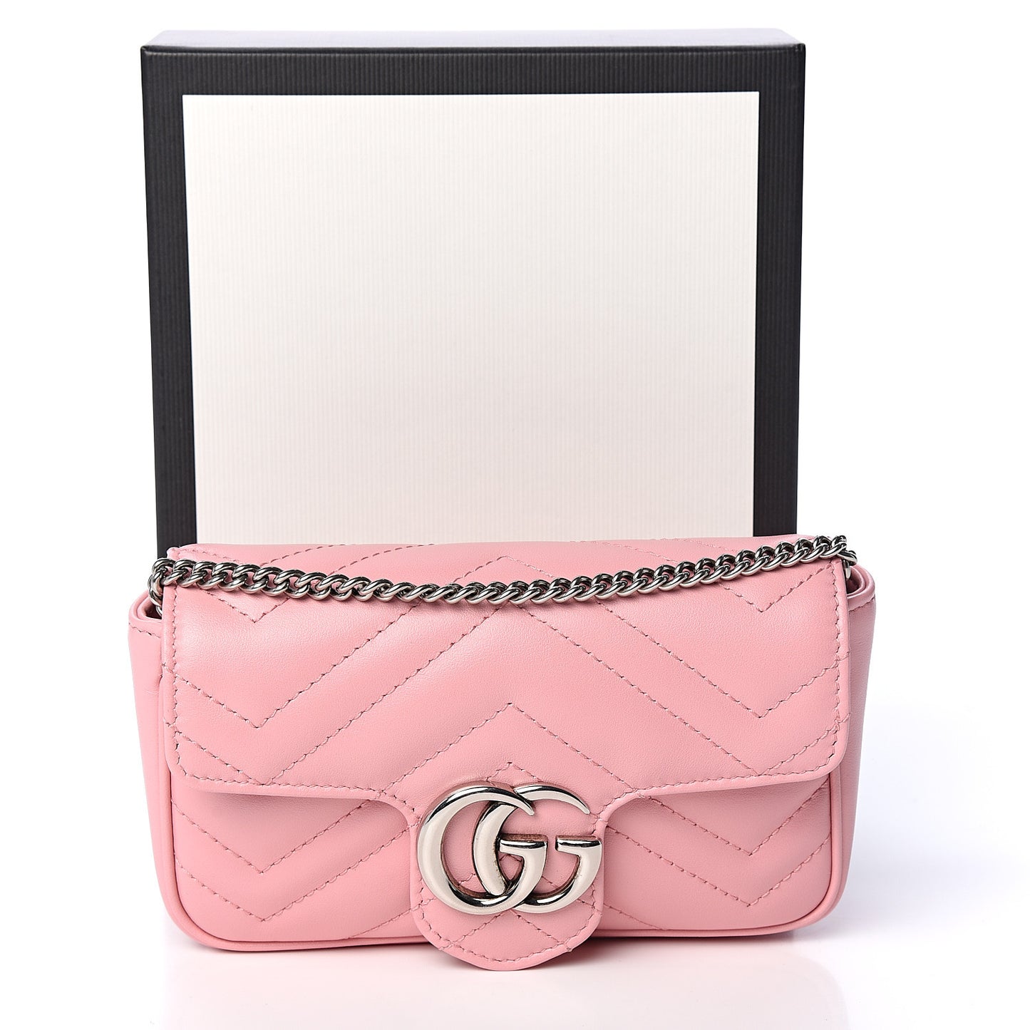 Calfskin Matelasse Super Mini GG Marmont Shoulder Bag Wild Rose