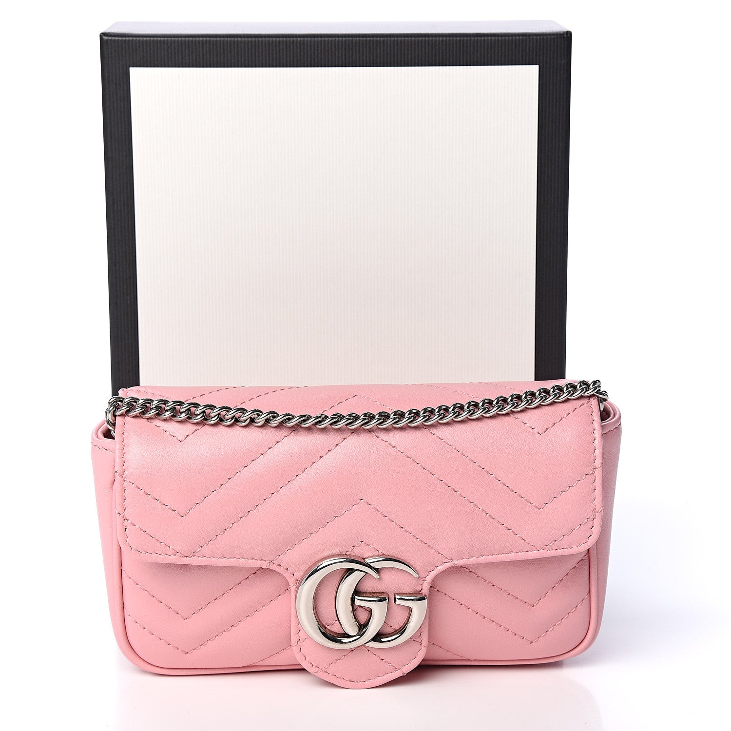 Gucci Calfskin Matelasse Super Mini GG Marmont Shoulder Bag Wild Rose 10 of 10