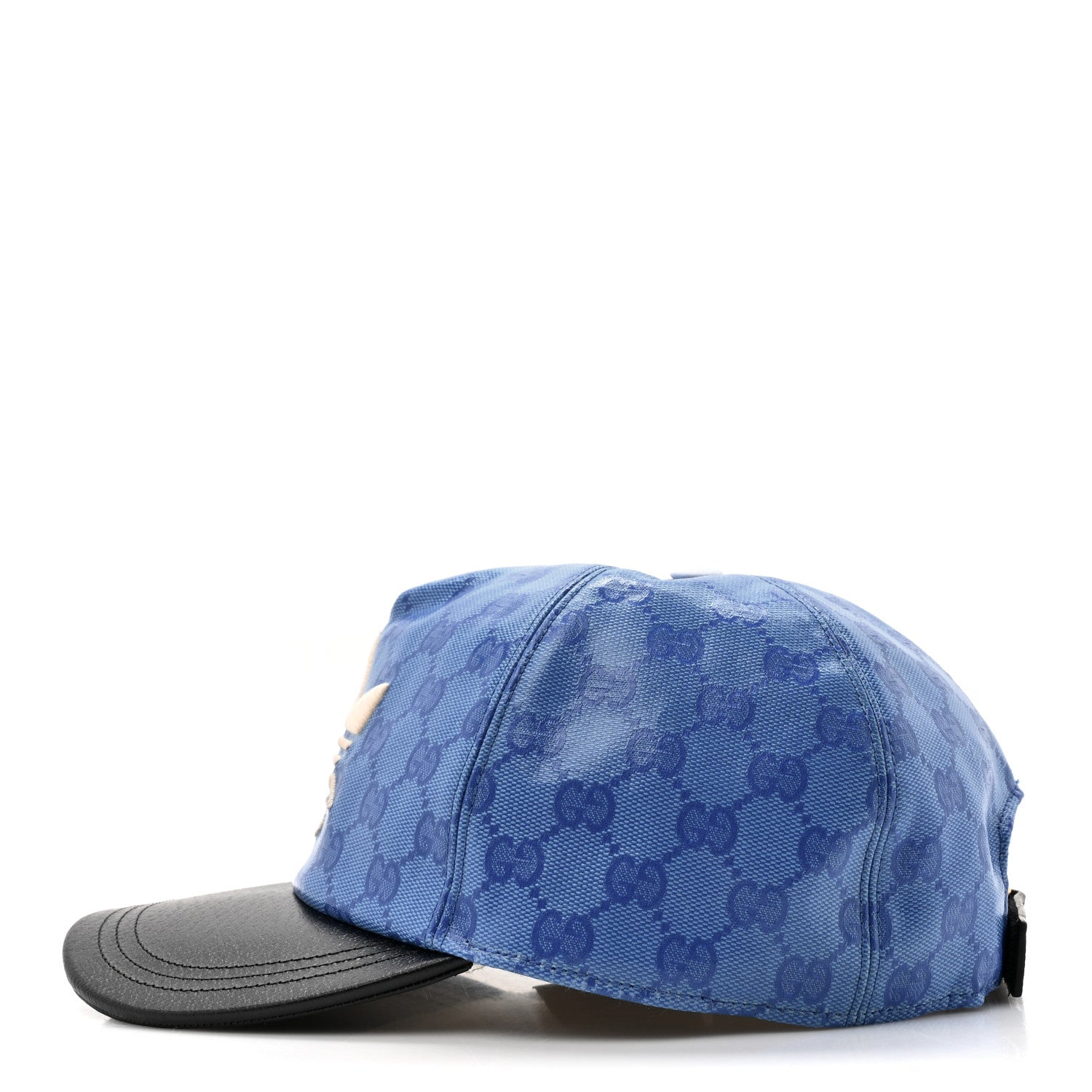Gucci X ADIDAS Crystal Monogram Textured Dollar Calfskin Trefoil Embroidered Stefanos Baseball Hat XL Bright Splash Black 6 of 10