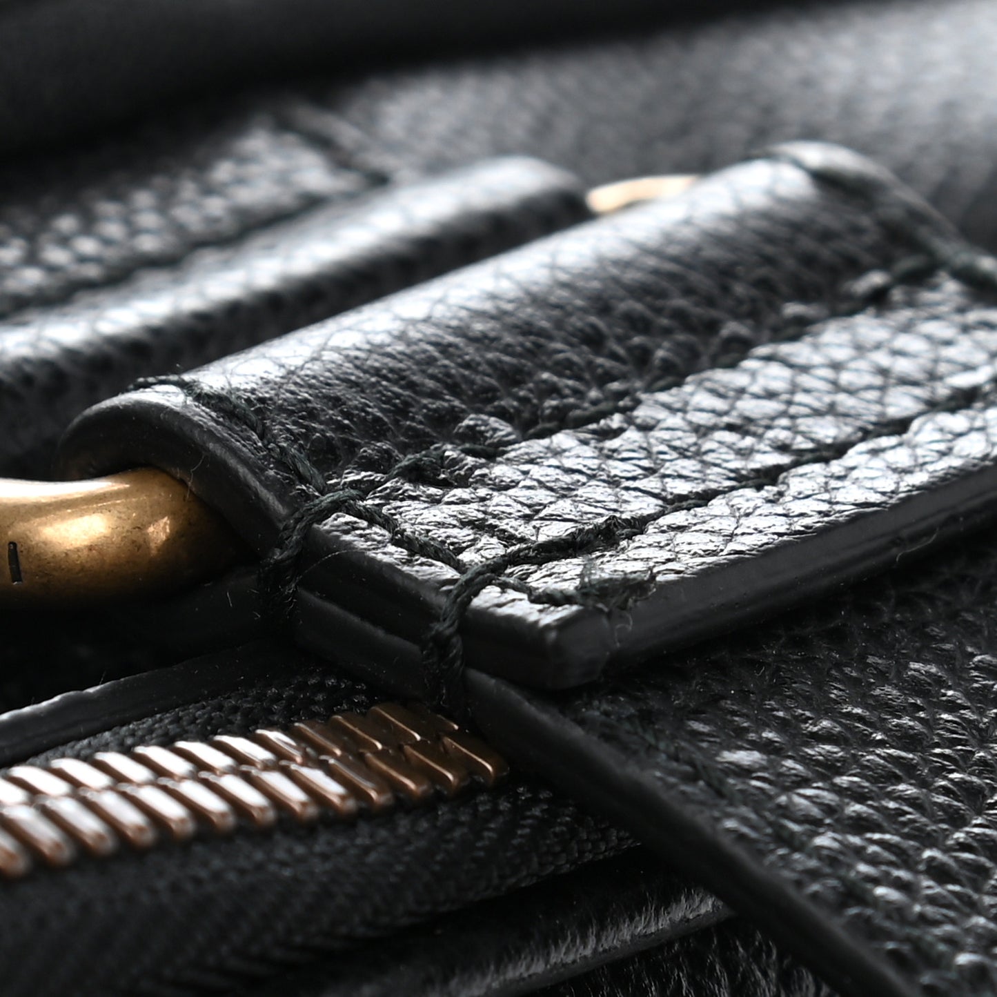 Grained Calfskin Logo Duffle Bag Black