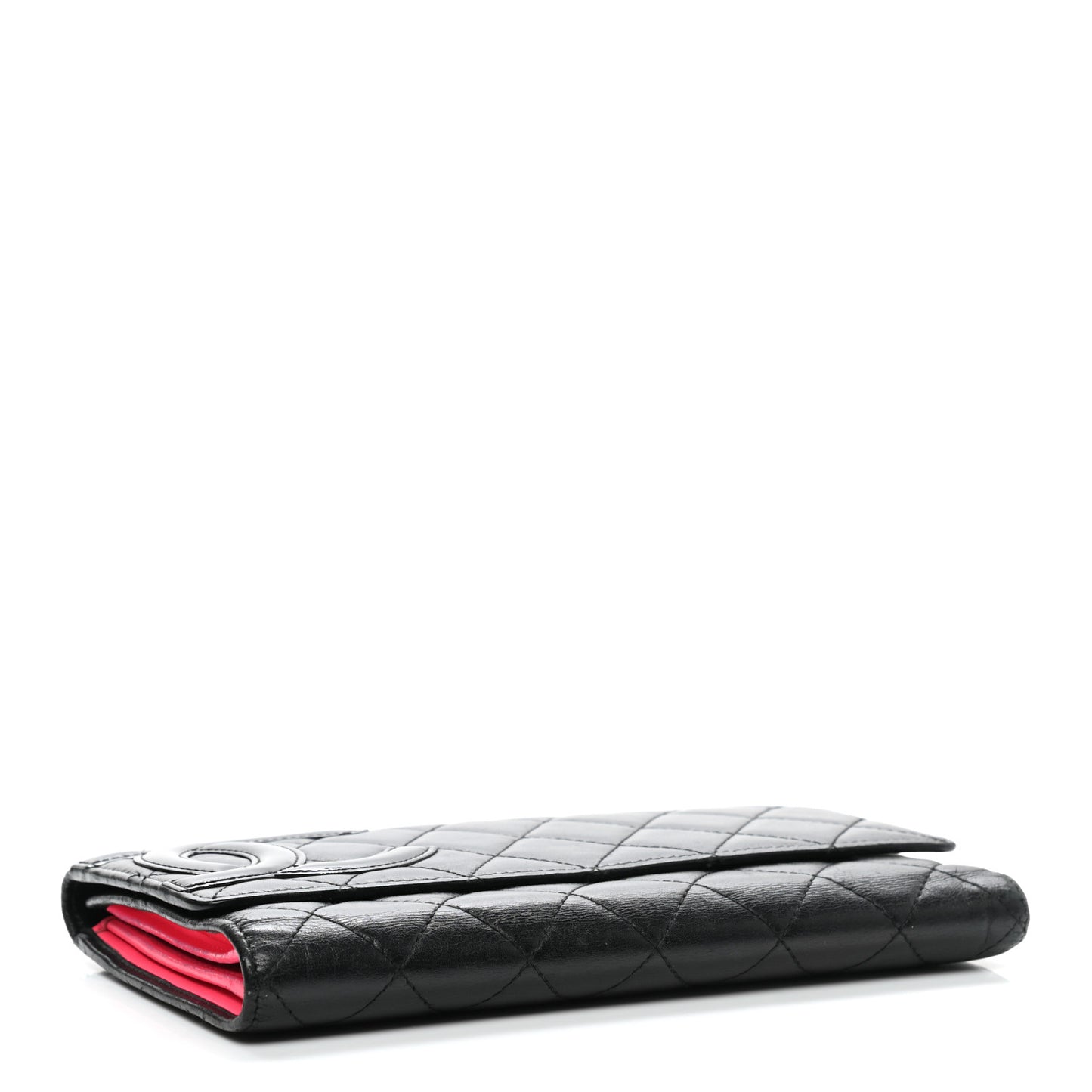 Calfskin Quilted Cambon Flap Wallet Black