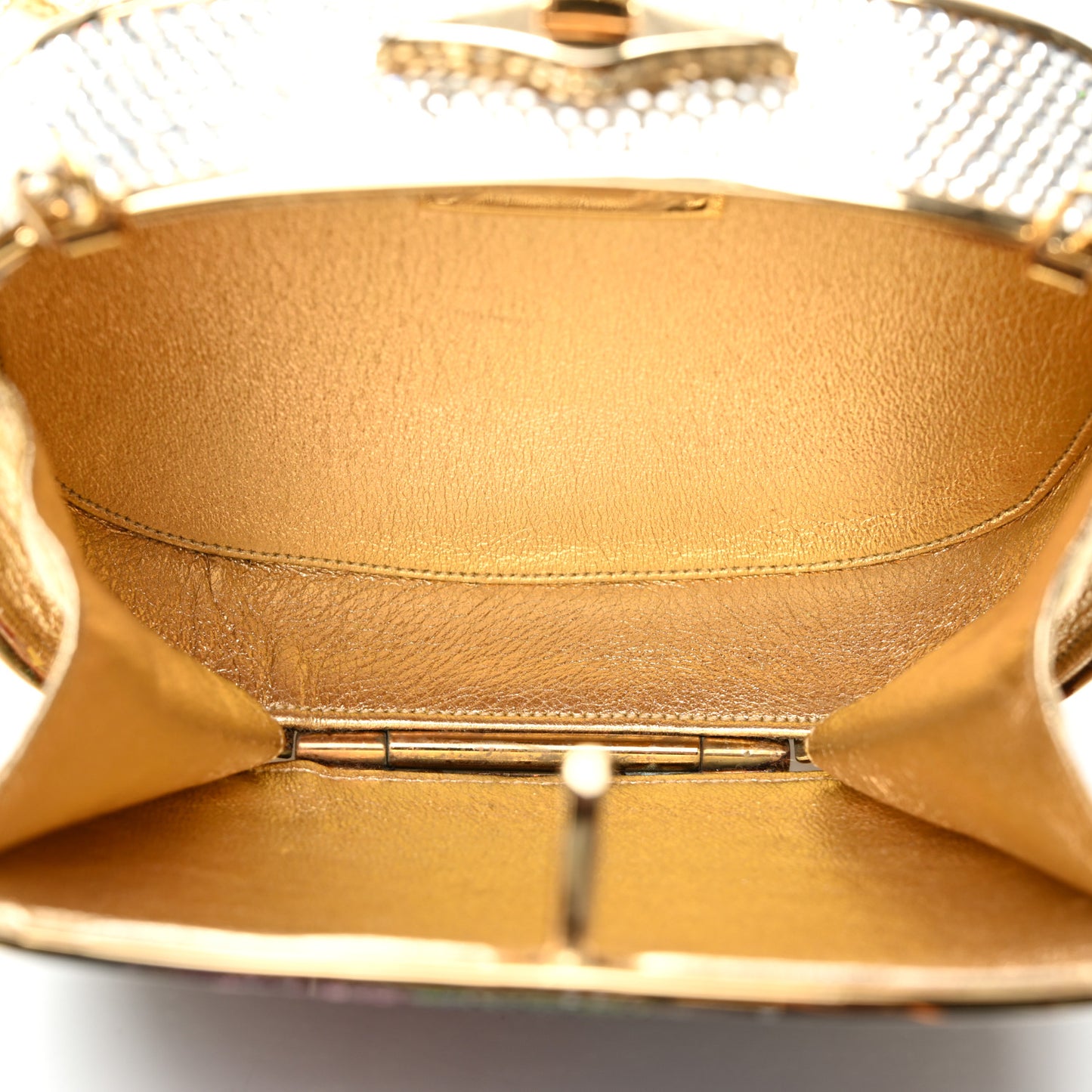 Crystal Flower Minaudiere Clutch Gold