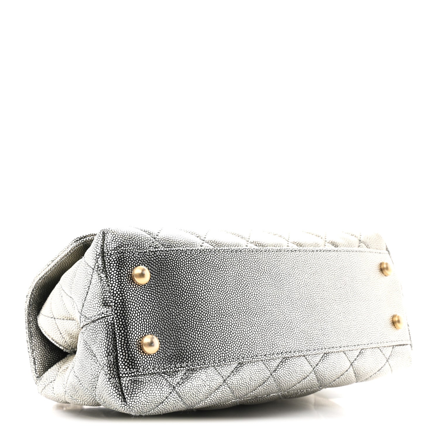 Chanel Metallic Caviar Quilted Mini Coco Handle Flap Silver 4 of 12