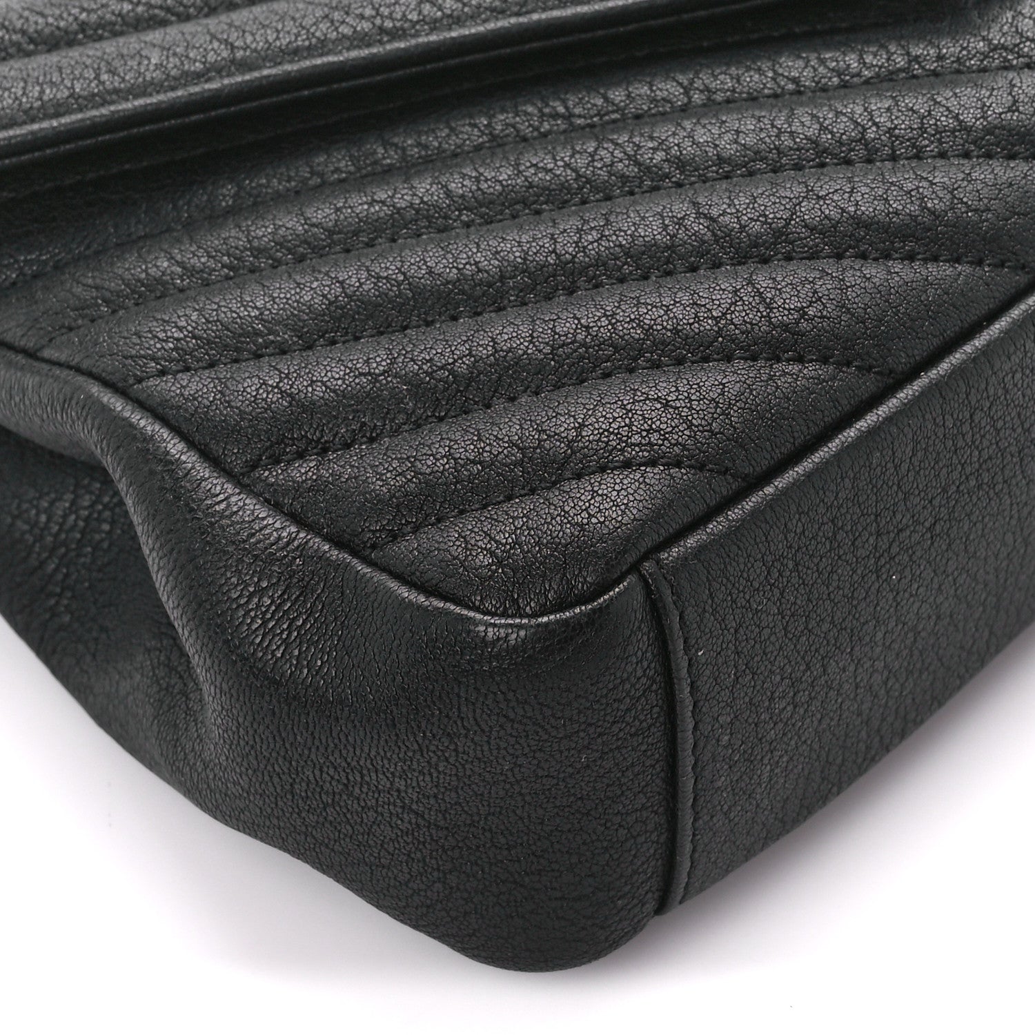 Saint Laurent Sheepskin Matelasse Chevron Monogram Medium College Bag Black 10 of 11