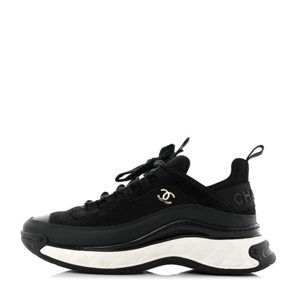 Chanel Velvet Calfskin Mixed Fibers CC Sneakers 39 Black 1 of 9
