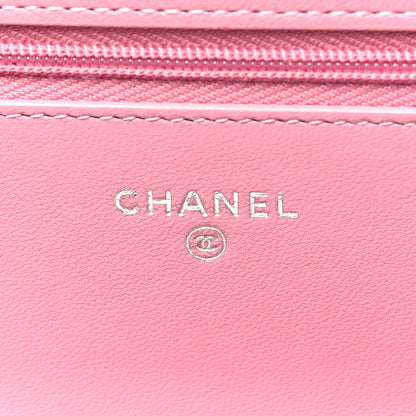 Chanel Lambskin Quilted Crystal Star Wallet On Chain WOC Pink 6 of 12
