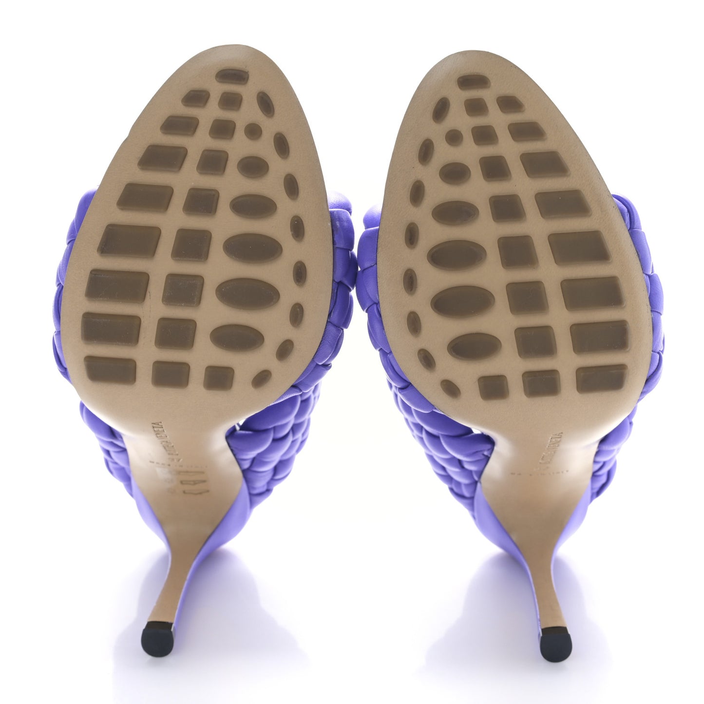 Nappa Twisted Padded Intrecciato Curve Slide Sandals 37 Purple