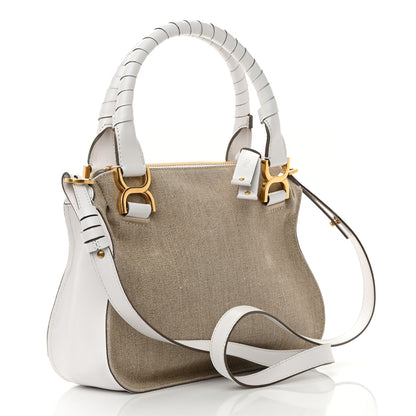 Chloe Canvas Calfskin Small Marcie Satchel White 3 of 19