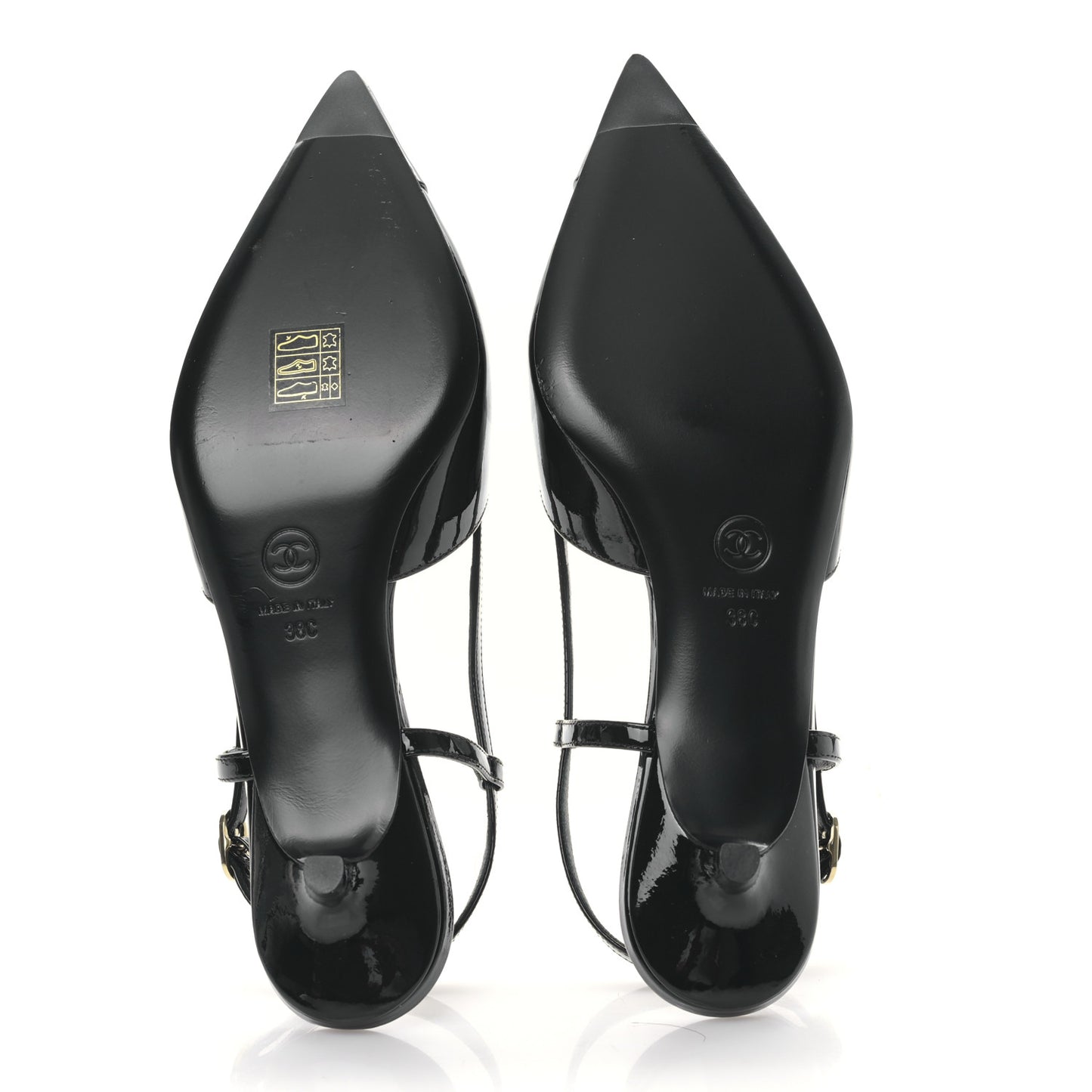 Patent CC Low Heel Slingback 38 Black