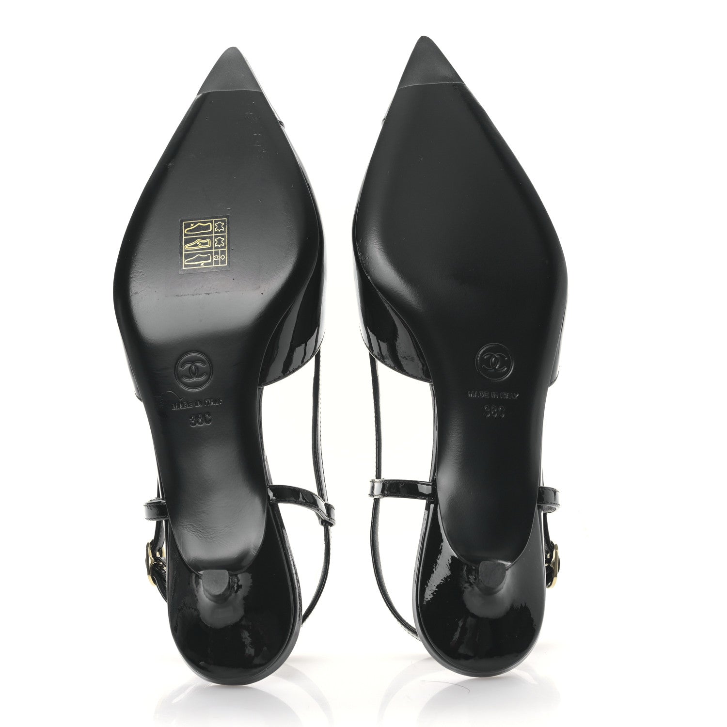 Chanel Patent CC Low Heel Slingback 38 Black 5 of 8