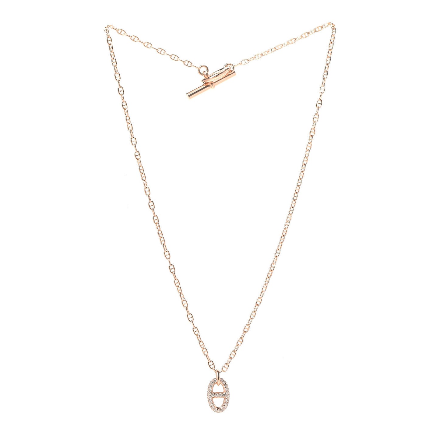 18K Rose Gold Diamond PM New Farandole Pendant Necklace SH