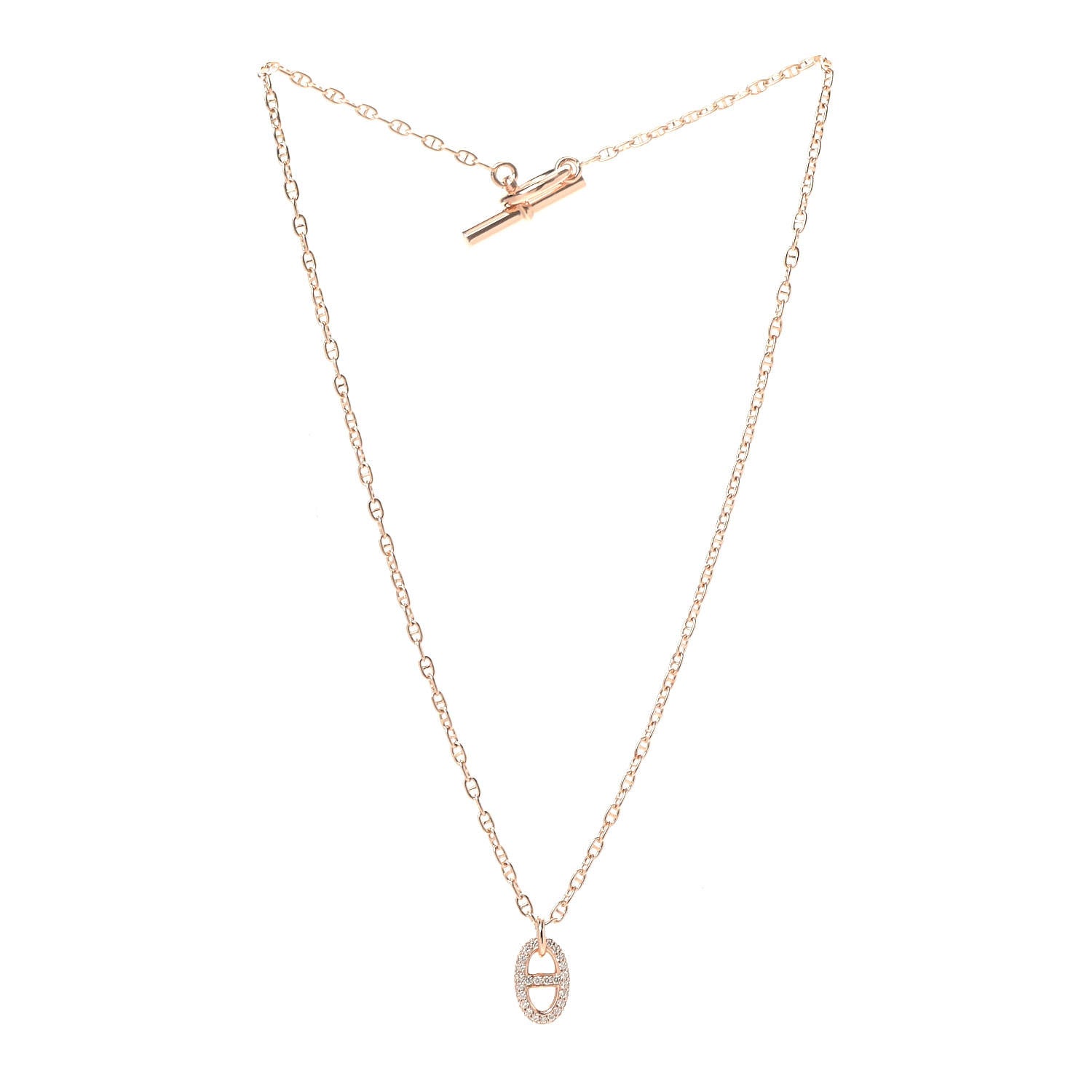 Hermes 18K Rose Gold Diamond PM New Farandole Pendant Necklace SH 3 of 5