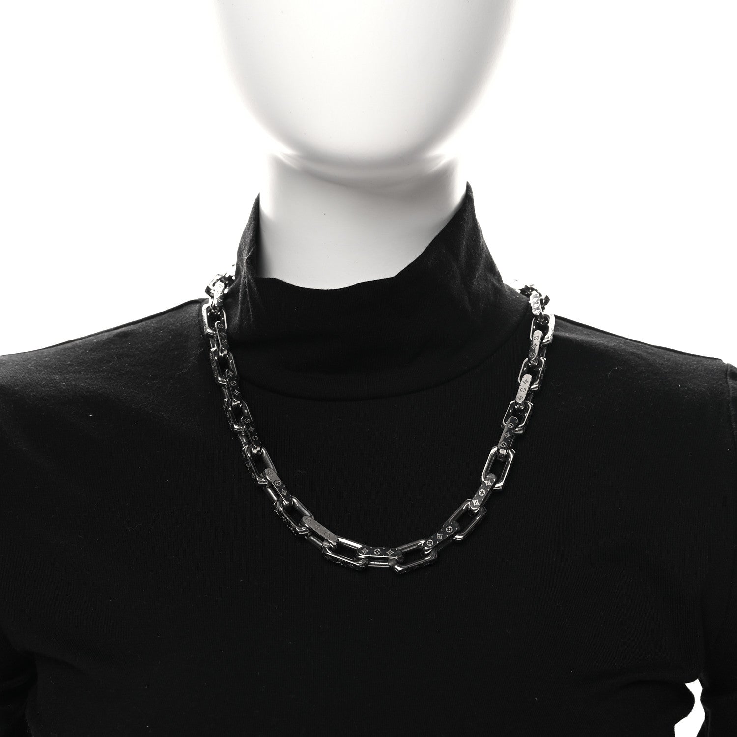 Louis Vuitton Monogram Chain Necklace Silver 2 of 5