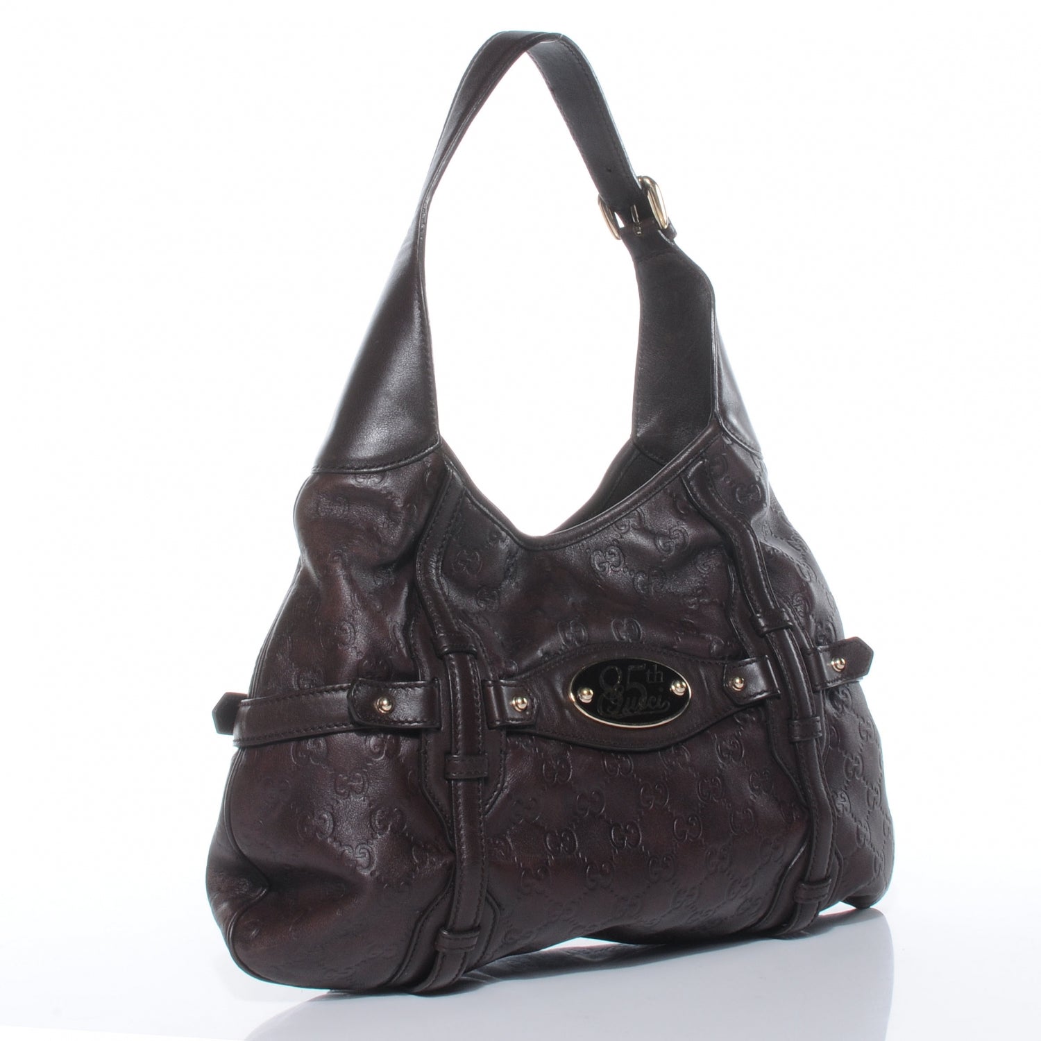 Gucci Guccissima GG 85th Anniversary Horsebit Hobo Brown 3 of 8