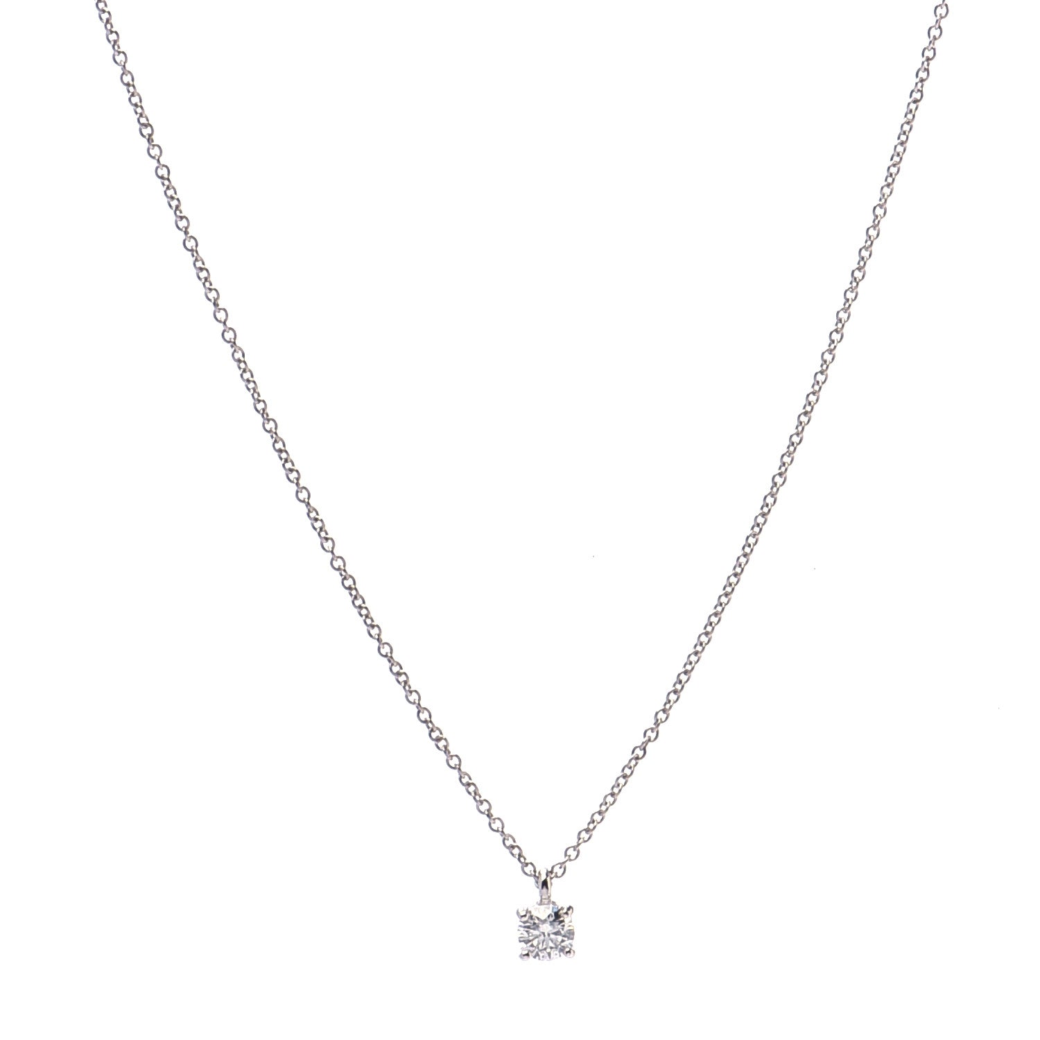 Tiffany Platinum Diamond .24ct Solitaire Pendant Necklace 1 of 9