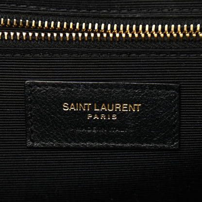 Saint Laurent Grain De Poudre Matelasse Chevron Large Monogram Satchel Black 7 of 13