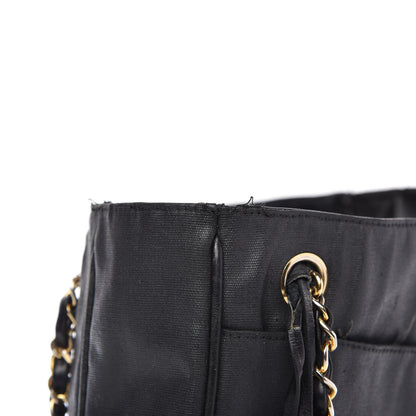 Chanel Lambskin Coated Canvas Shopping Tote Black 13 of 16
