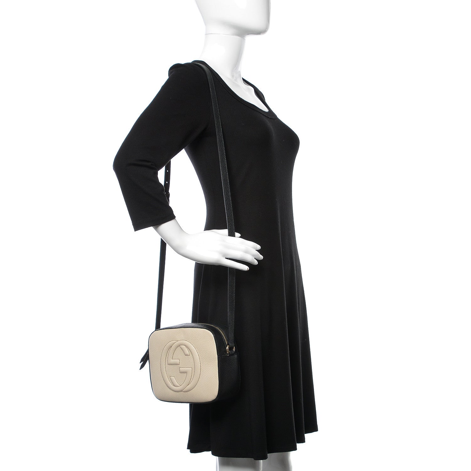 Gucci Dollar Calfskin Bi-Color Small Soho Disco Bag Mystic White Black 2 of 10