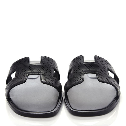Hermes Calfskin Perforated Oran Sandals 36 Black 5 of 10