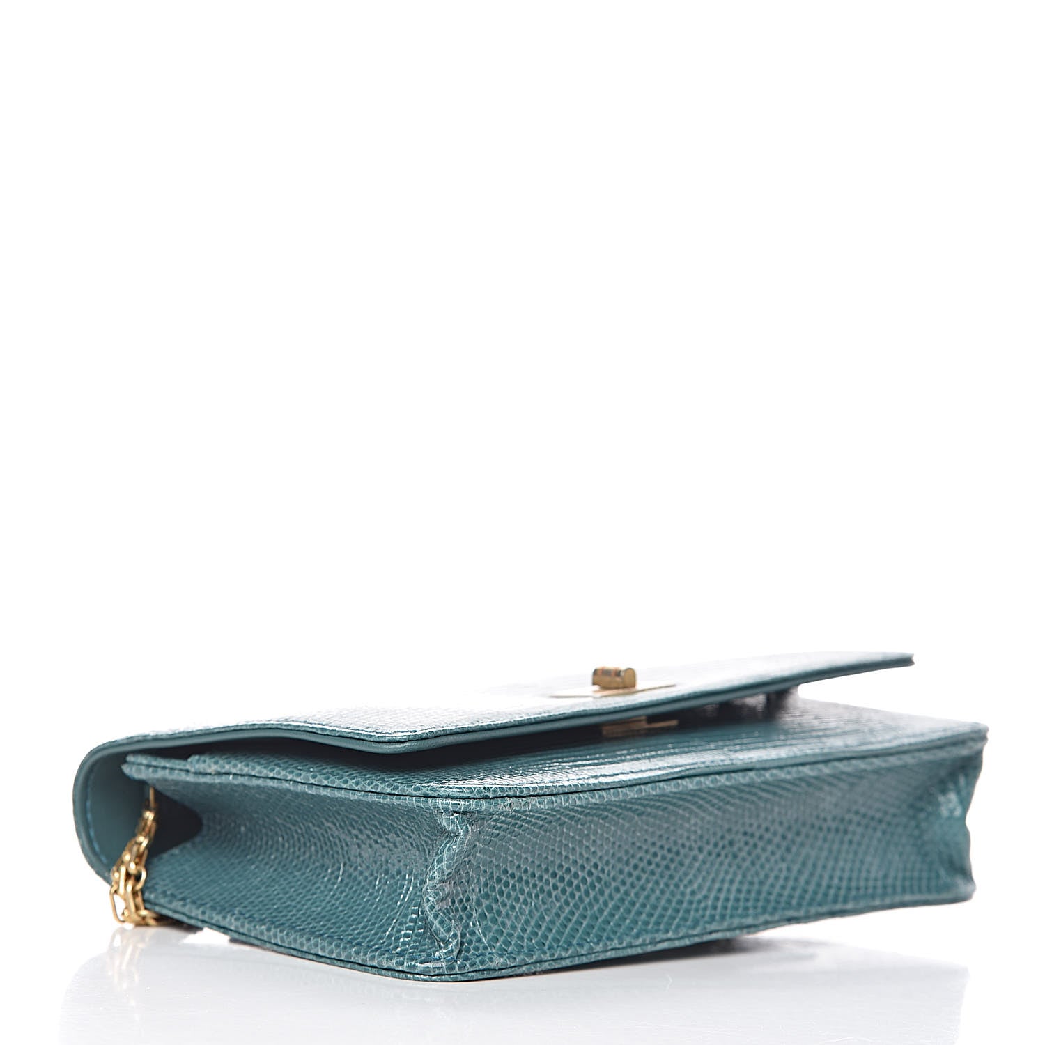 Chanel Lizard Reissue Wallet on Chain WOC Green 4 of 11