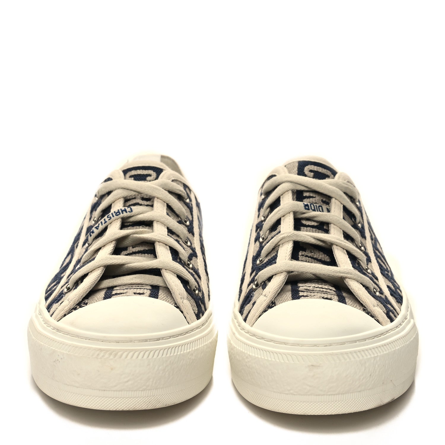 Christian Dior Canvas Oblique Walk'N'Dior Low Top Sneakers 37.5 Deep Blue 2 of 10