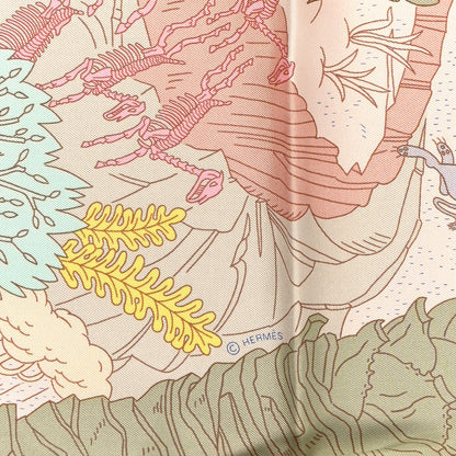 Hermes Silk Le Carnaval des Animaux Scarf 90 Bleu Pale Rose Beige 4 of 4