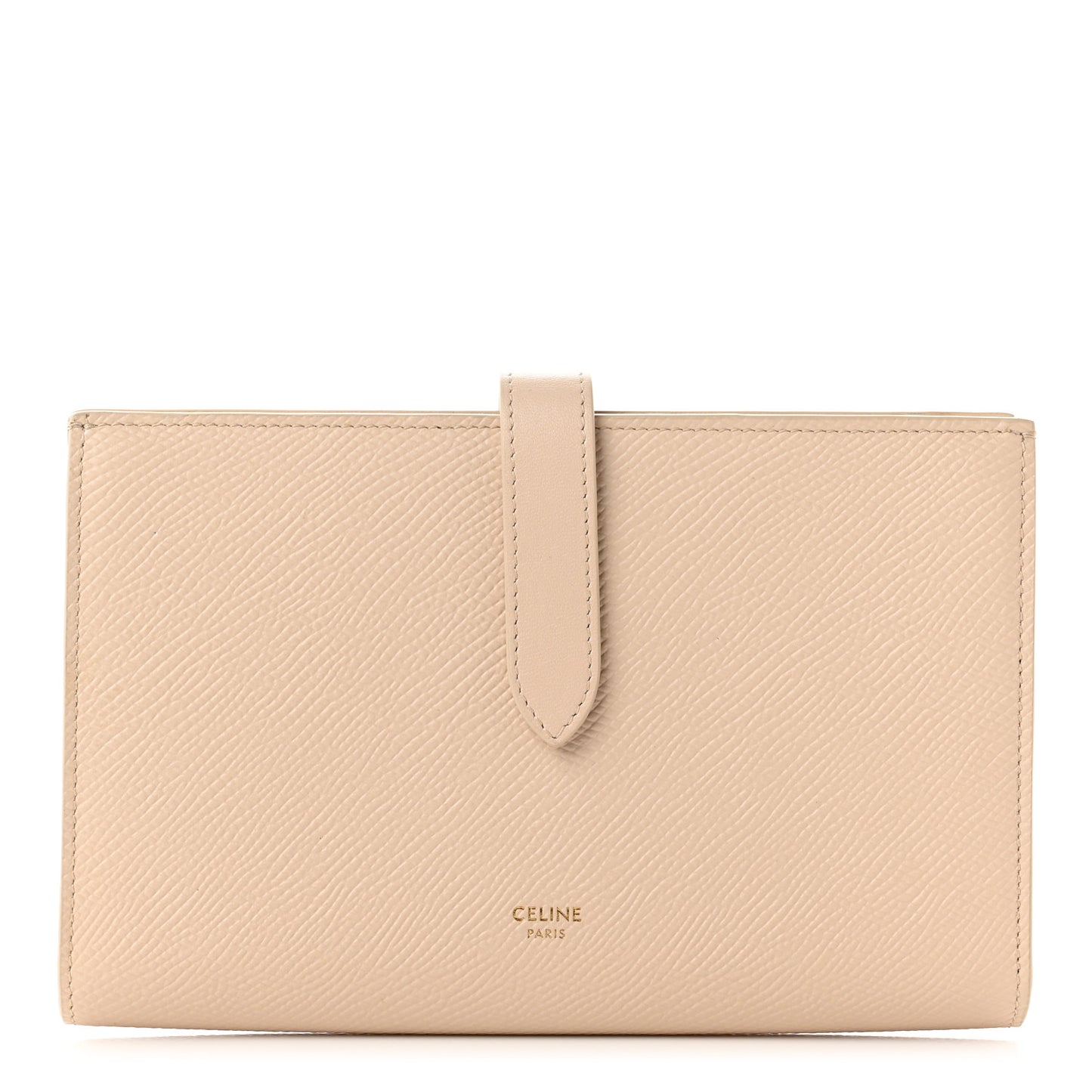 Grained Calfskin Large Multifunction Strap Wallet Powder