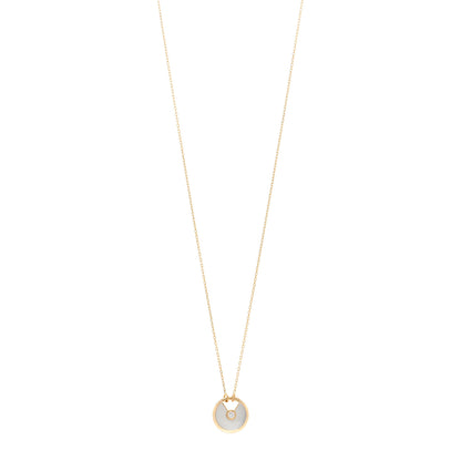 Cartier 18K Yellow Gold Diamond Mother of Pearl SM Amulette de Cartier Pendant Necklace 1 of 5
