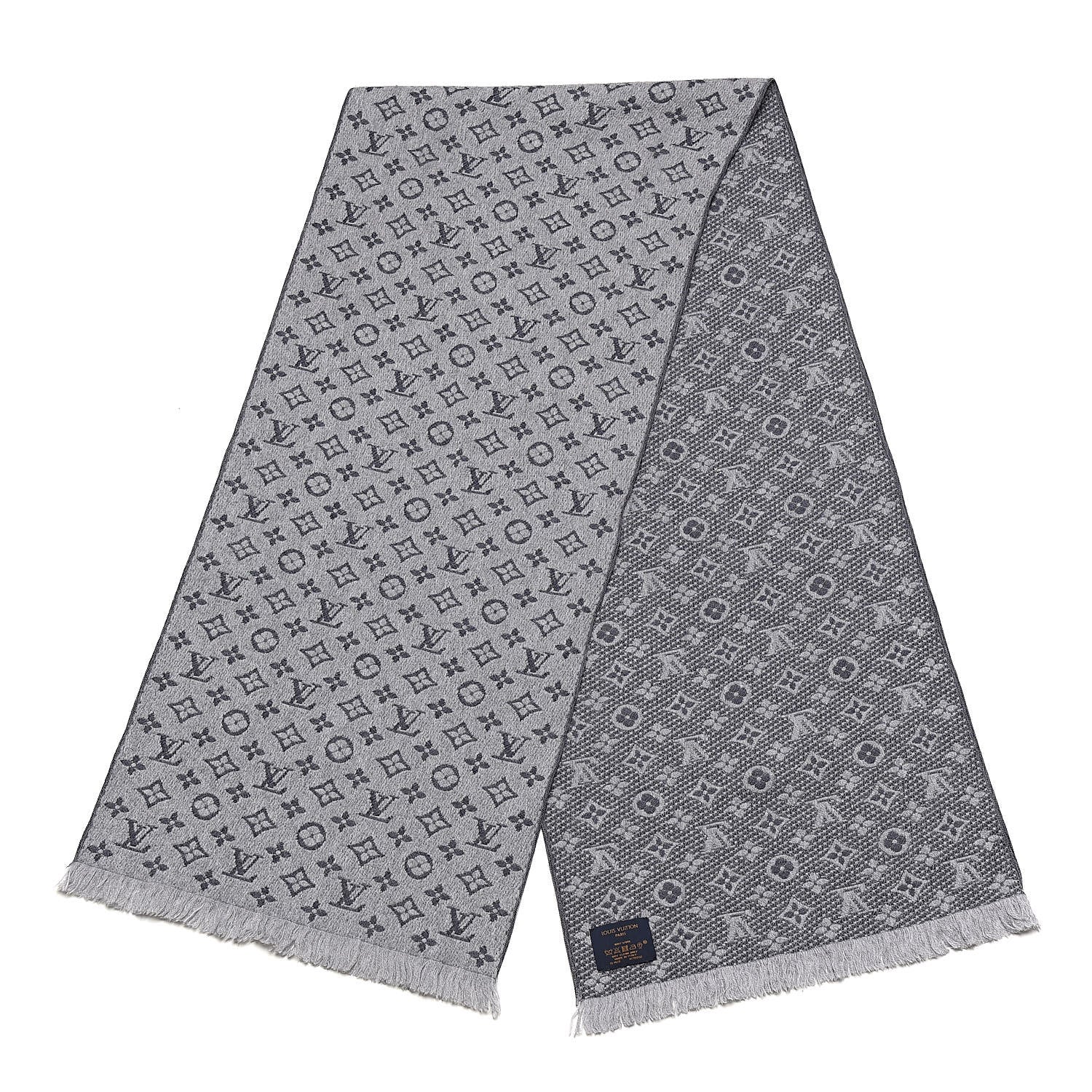 Louis Vuitton Wool Monogram Classic Scarf Grey 3 of 5