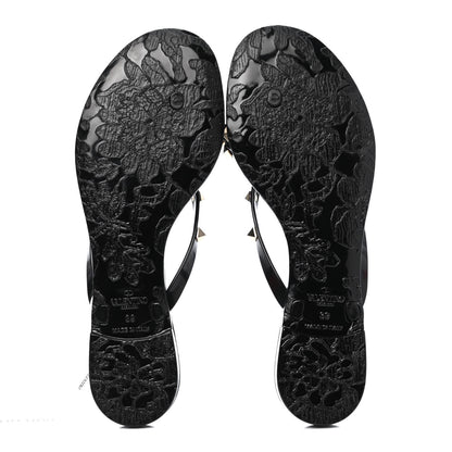 Valentino Garavani PVC Jelly Rockstud Bow Thong Sandals 39 Black 5 of 8