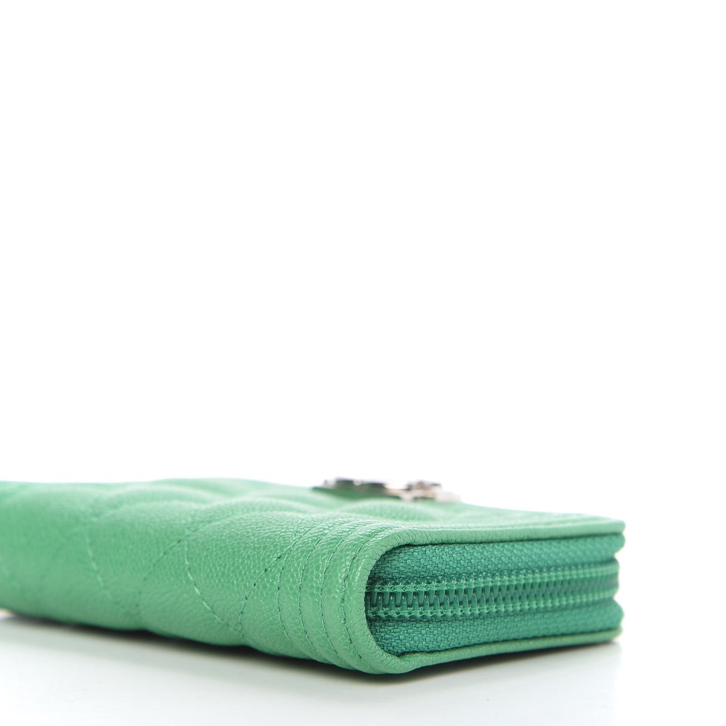 Caviar Quilted Boy Zip Around Coin Purse Wallet Green