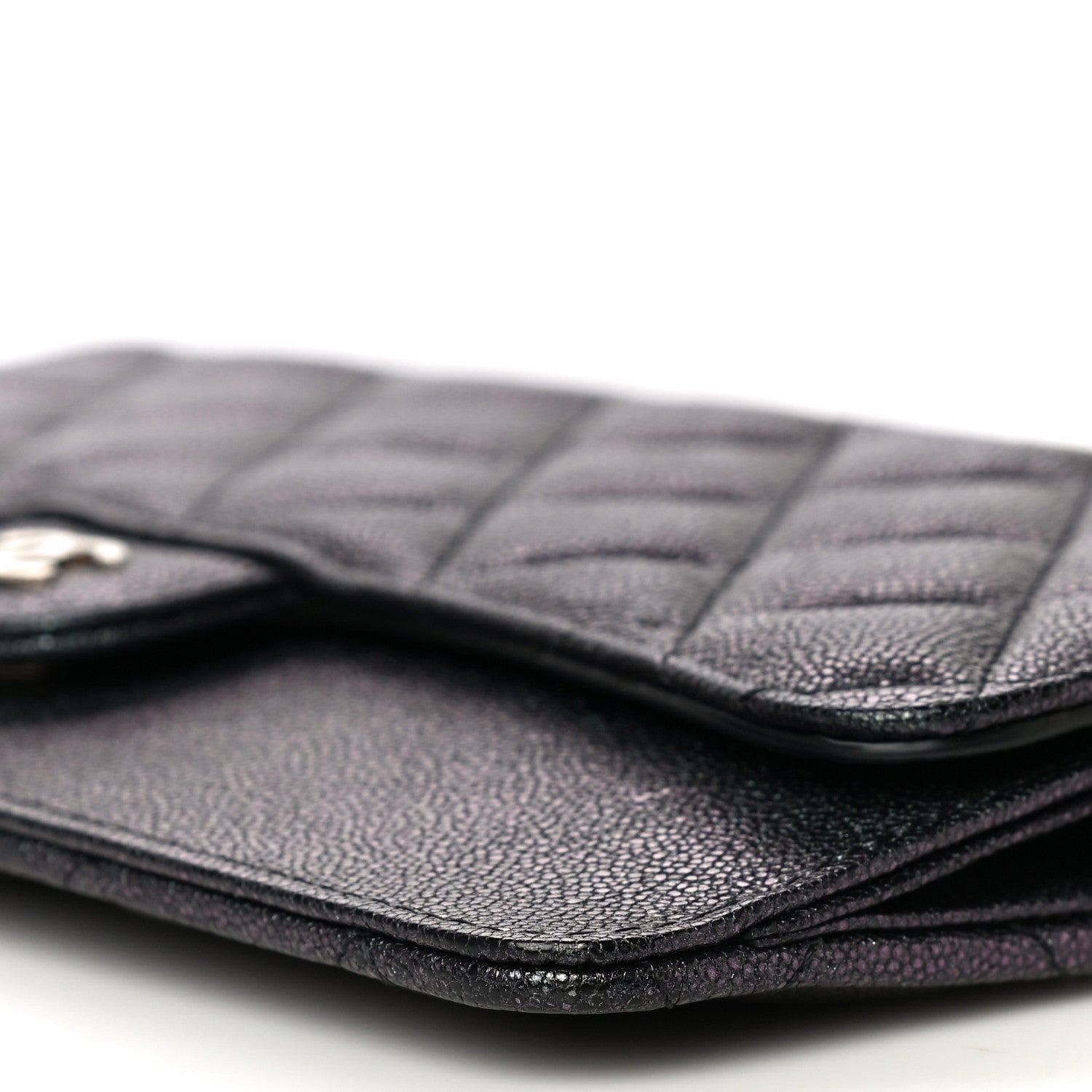 Chanel Iridescent Caviar Quilted Classic Pouch With Handle Black 10 of 11