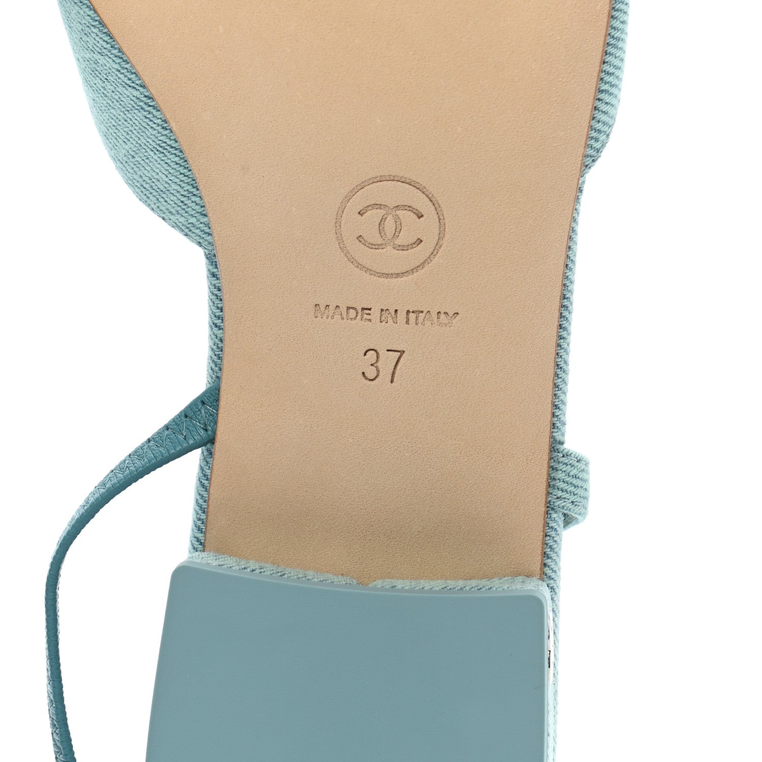 Chanel Denim Cap Toe CC Slingback Flats 37 Blue 7 of 8
