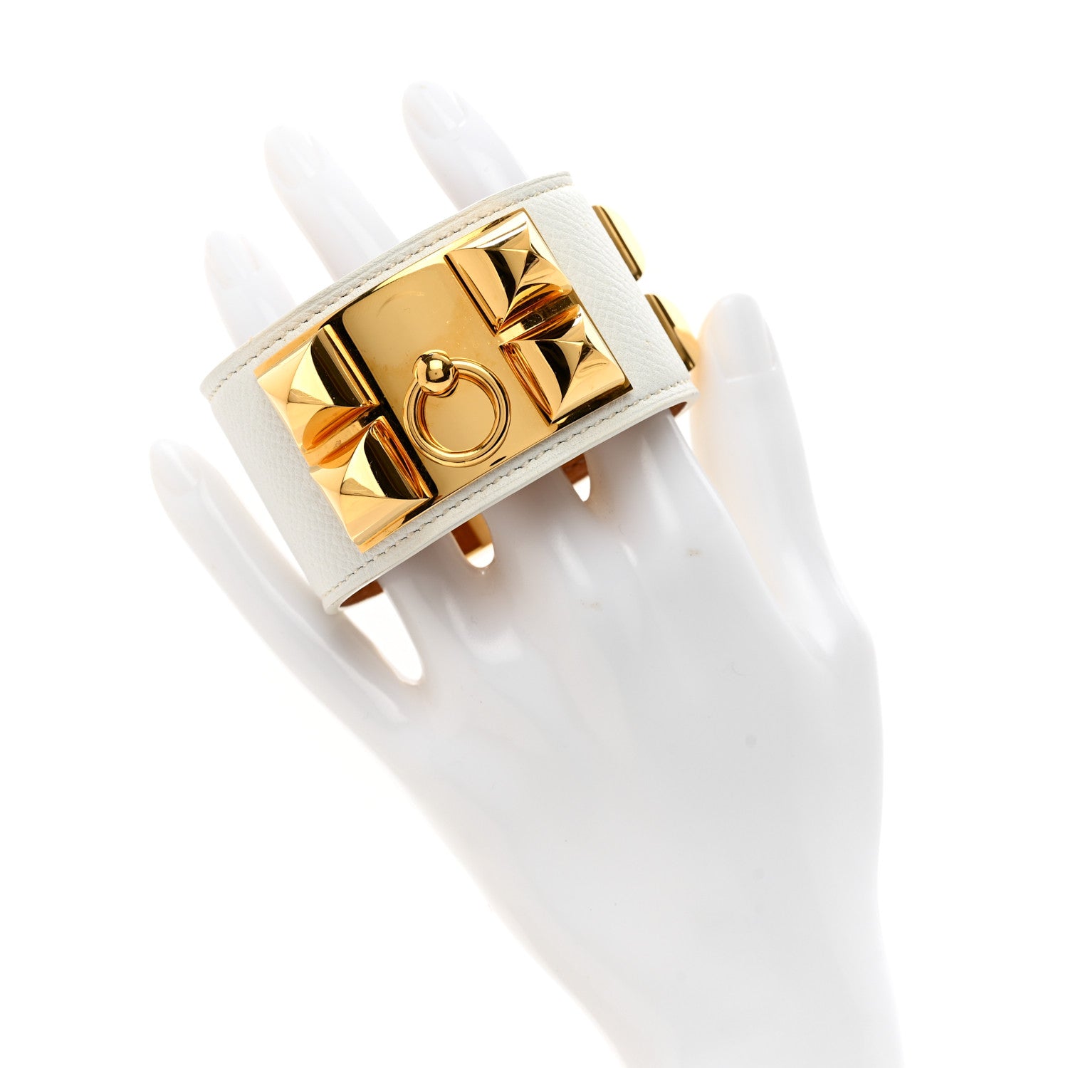 Hermes Epsom Collier De Chien CDC Bracelet S White 2 of 6