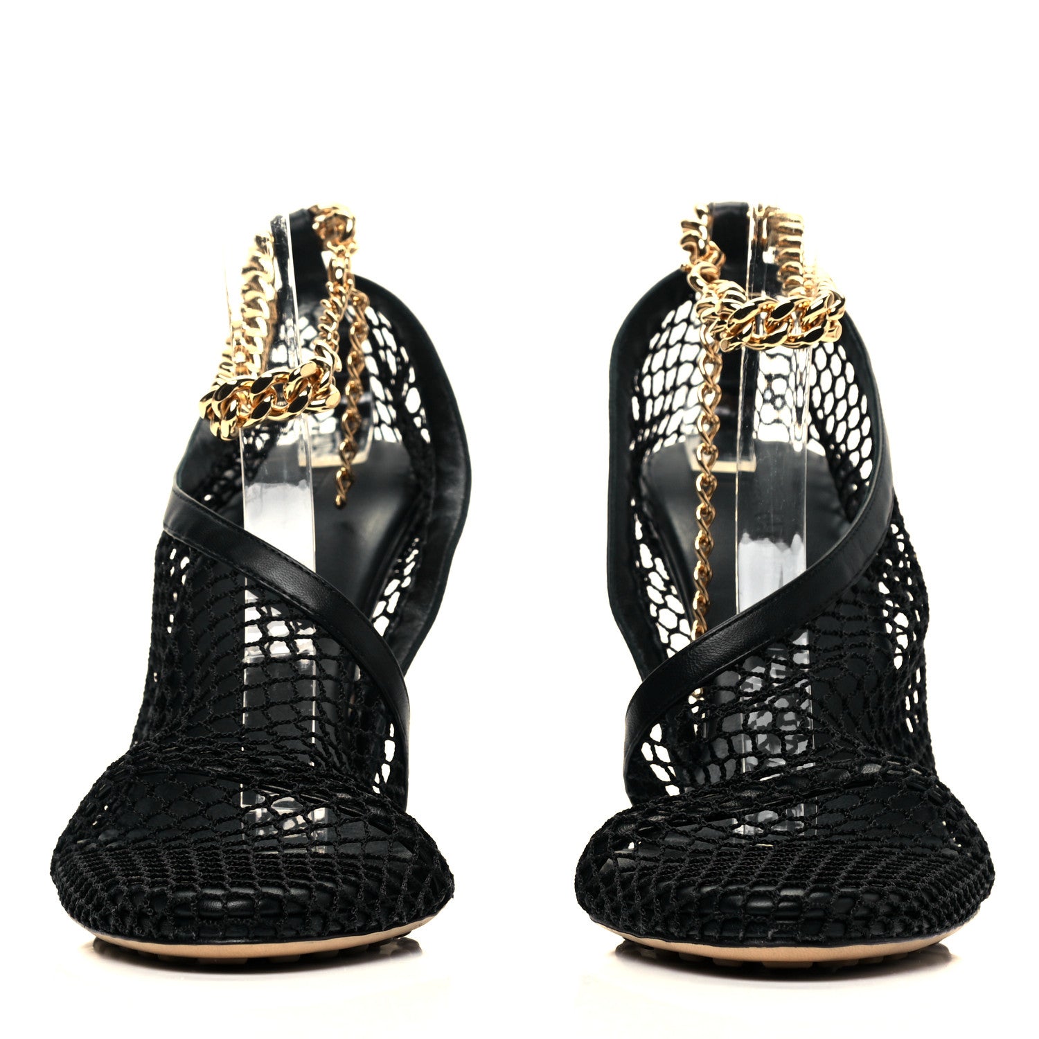 Bottega Veneta Mesh Nappa Chunky Chain Sandals 39 Black 2 of 7