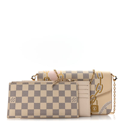 Louis Vuitton Damier Azur Nautical Pochette Felicie Chain Wallet 1 of 10