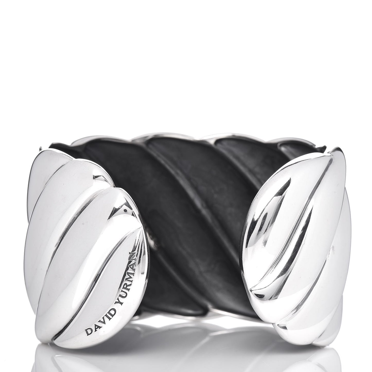 Sterling Silver Wide Sculpted Cable Cuff Bracelet
