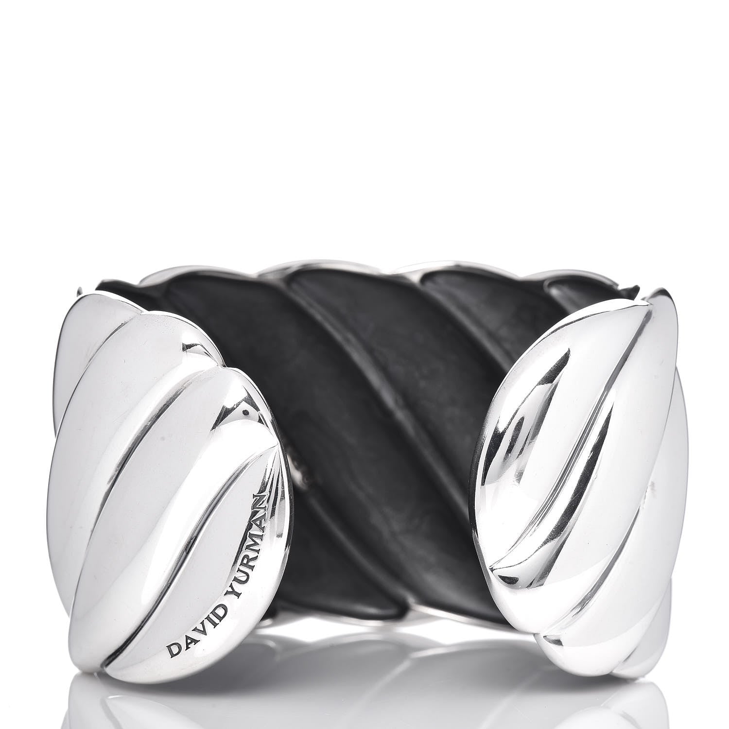 David Yurman Sterling Silver Wide Sculpted Cable Cuff Bracelet 3 of 4