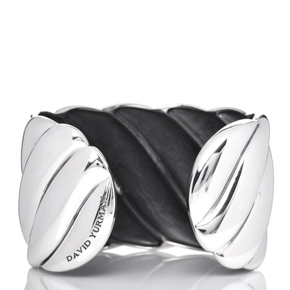 David Yurman Sterling Silver Wide Sculpted Cable Cuff Bracelet 3 of 4