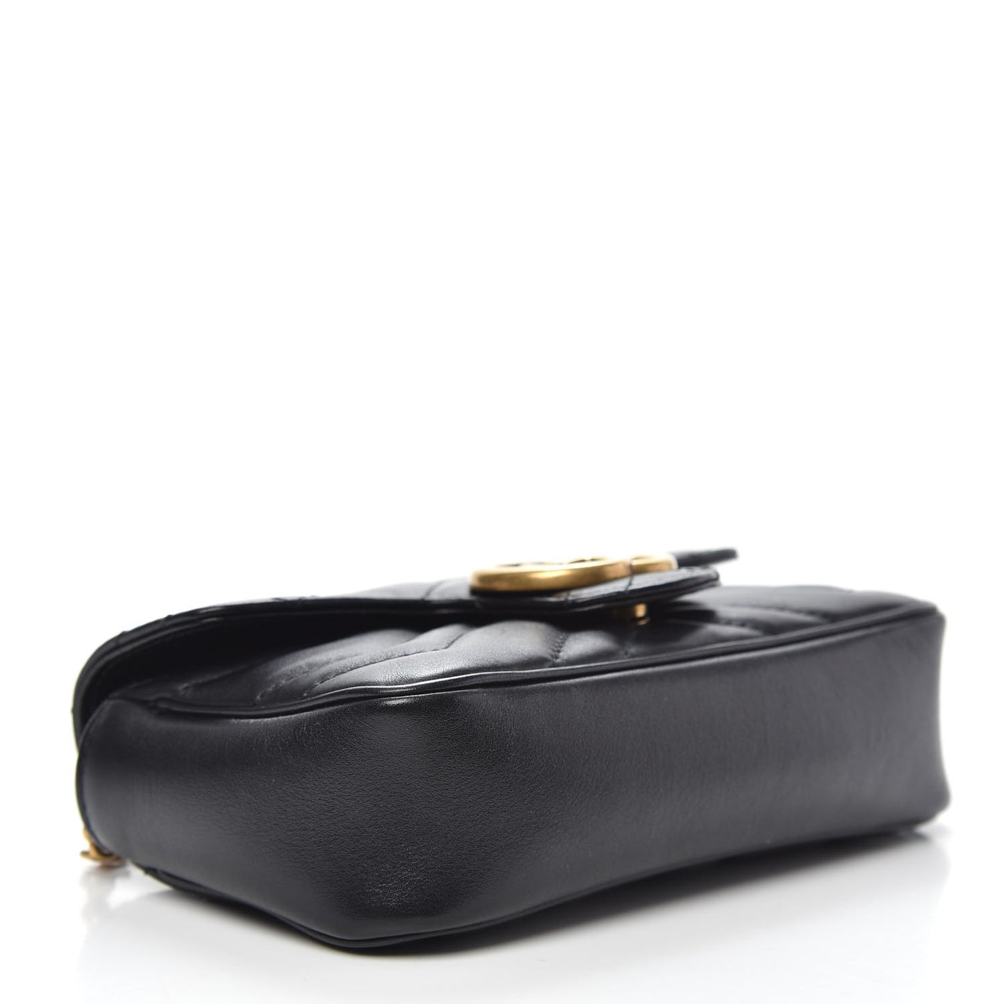 Calfskin Matelasse Super Mini GG Marmont Shoulder Bag Black
