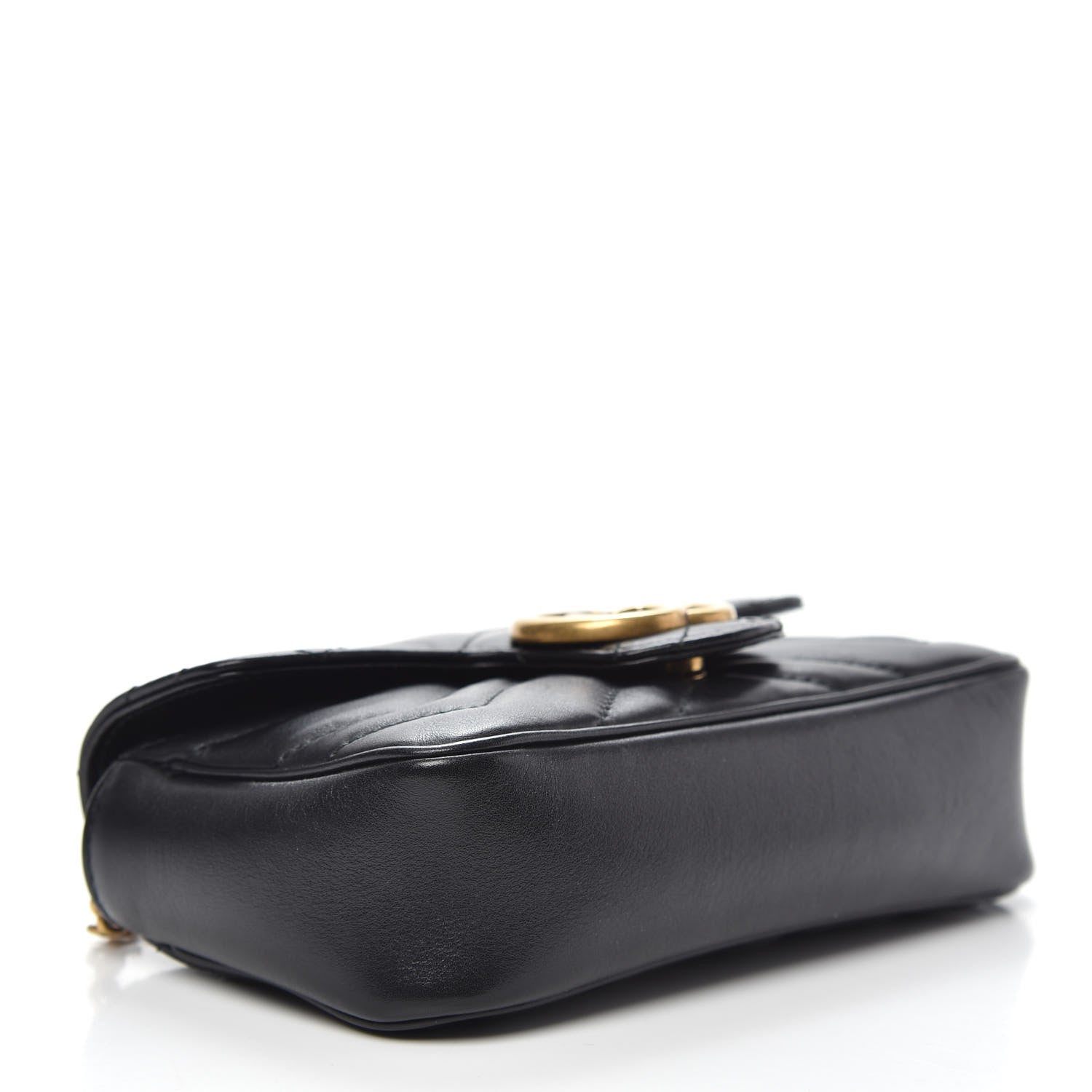 Gucci Calfskin Matelasse Super Mini GG Marmont Shoulder Bag Black 4 of 12
