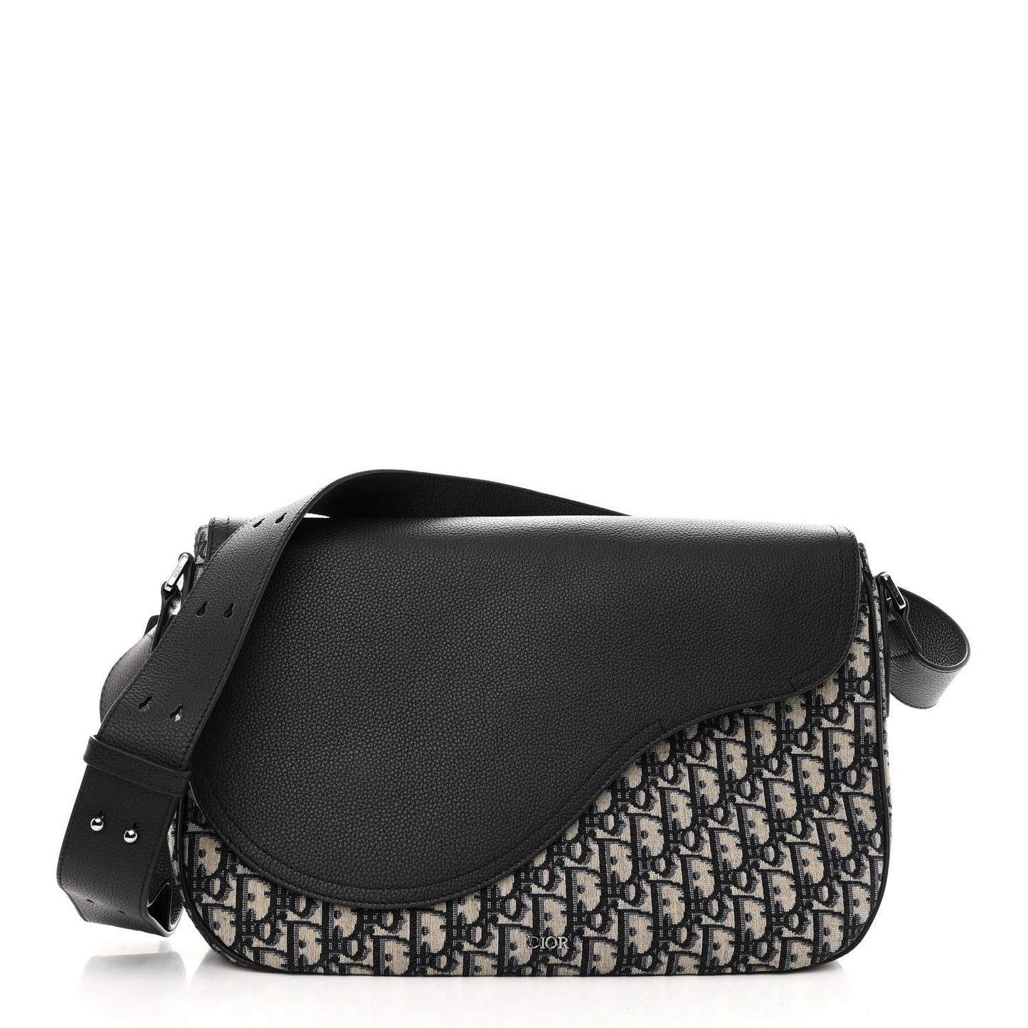 Grained Calfskin Oblique Saddle Messenger Black