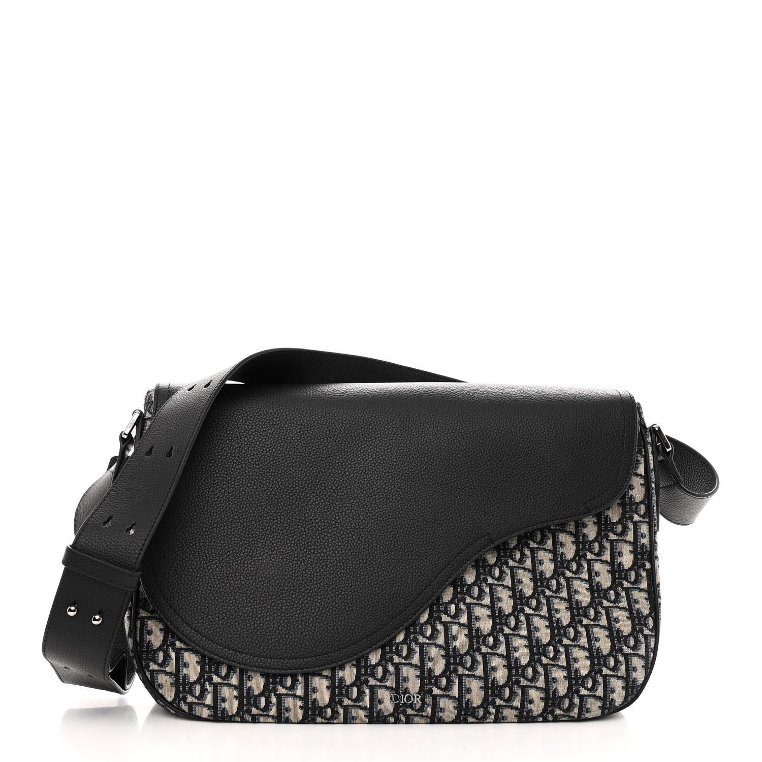 Christian Dior Grained Calfskin Oblique Saddle Messenger Black 1 of 10