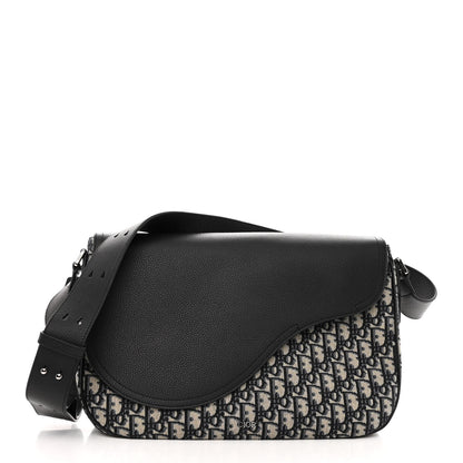Christian Dior Grained Calfskin Oblique Saddle Messenger Black 1 of 10
