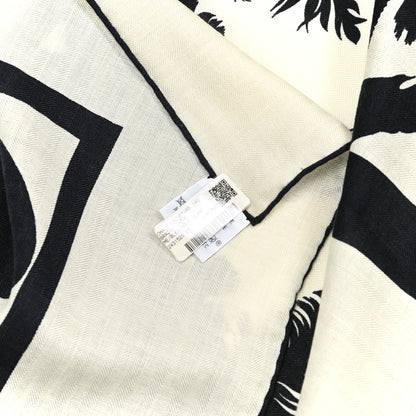 Hermes Cashmere Silk Brazil Tattoo Shawl 140 Bleu Black White 3 of 6